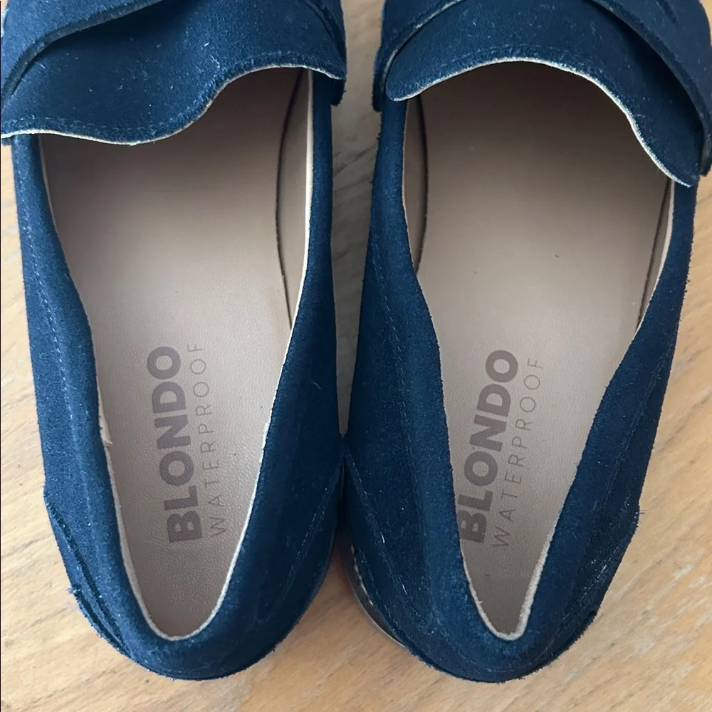 Blondo Women’s Navy Suede Penny Loafer Waterproof Preppy Casual Size 8.5